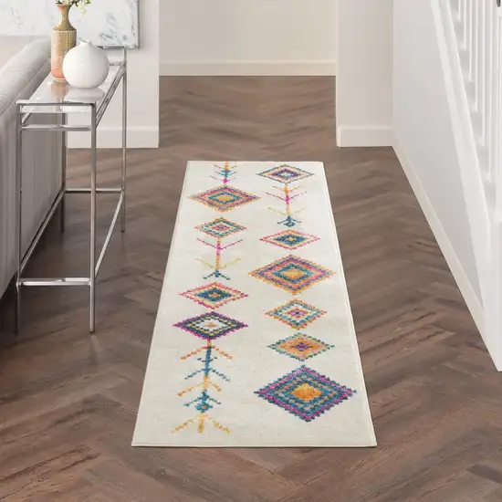 Ivory Boho Jewels Geometric Runner Rug Photo 6