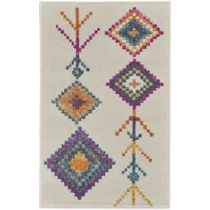 Photo of Ivory Boho Jewels Geometric Scatter Rug