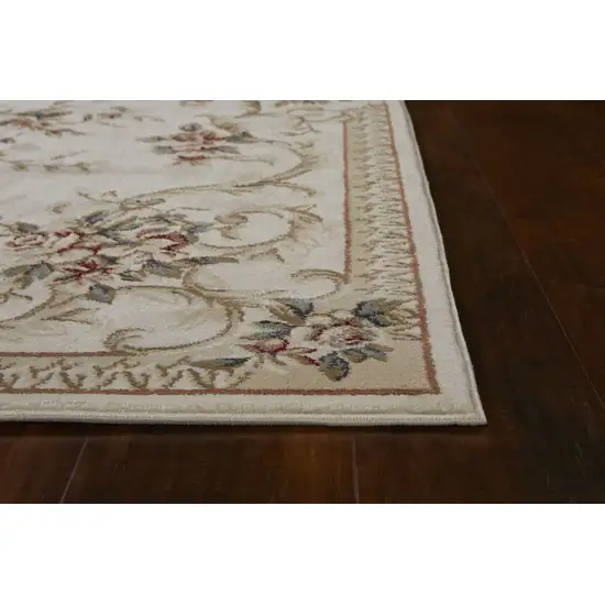 Ivory Bordered Floral Indoor Area Rug Photo 4