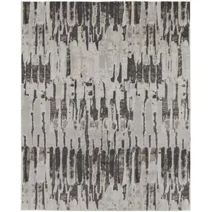 Photo of Ivory Brown And Gray Abstract Power Loom Stain Resistant Area Rug