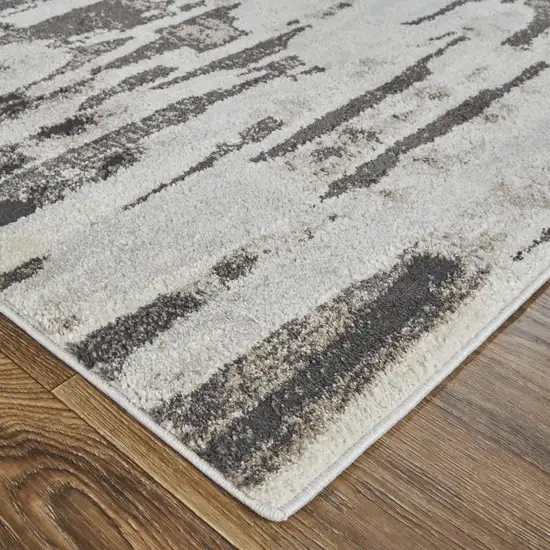 Ivory Brown And Gray Abstract Power Loom Stain Resistant Area Rug Photo 3