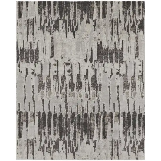 Ivory Brown And Gray Abstract Power Loom Stain Resistant Area Rug Photo 1