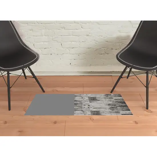 Ivory Brown And Gray Abstract Power Loom Stain Resistant Area Rug Photo 2