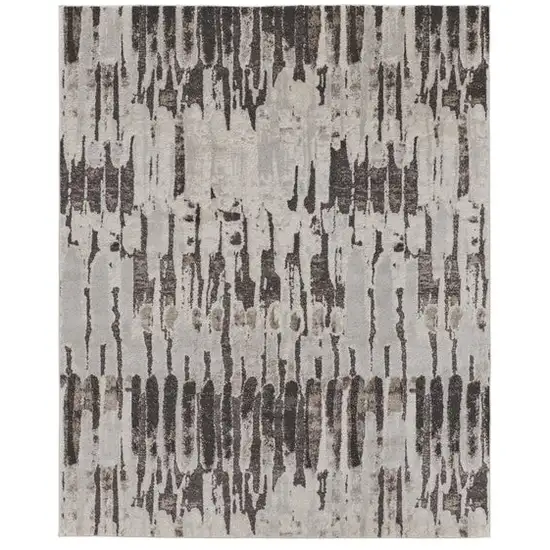 Gray and Ivory Abstract Power Loom Area Rug Photo 2