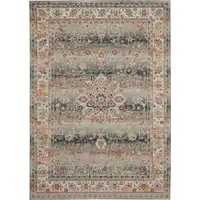 Photo of Ivory Brown And Gray Floral Distressed Area Rug