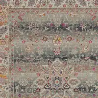 Photo of Ivory Brown And Gray Floral Distressed Area Rug