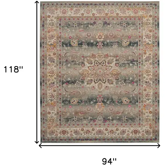 Ivory Brown And Gray Floral Distressed Non Skid Area Rug Photo 3