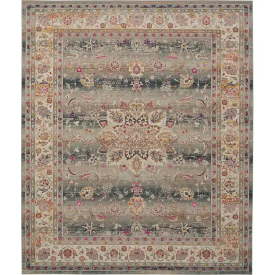 Ivory Brown And Gray Floral Distressed Non Skid Area Rug Photo 9