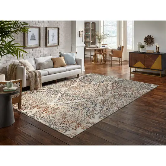 Ivory Brown Decorative Diamond Area Rug Photo 6