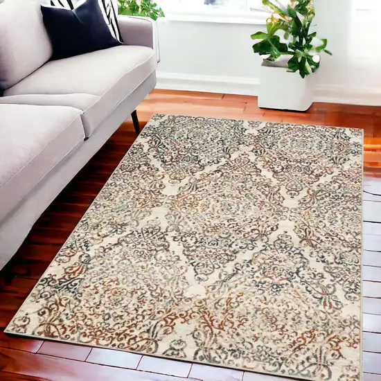 Ivory Oriental Dhurrie Area Rug Photo 1