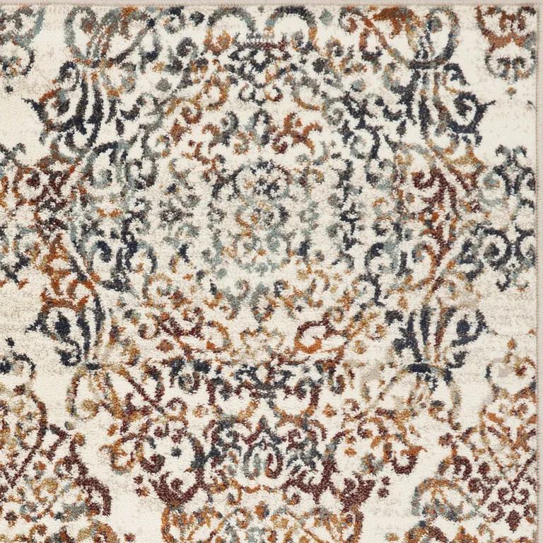 Ivory Brown Decorative Diamond Area Rug Photo 2