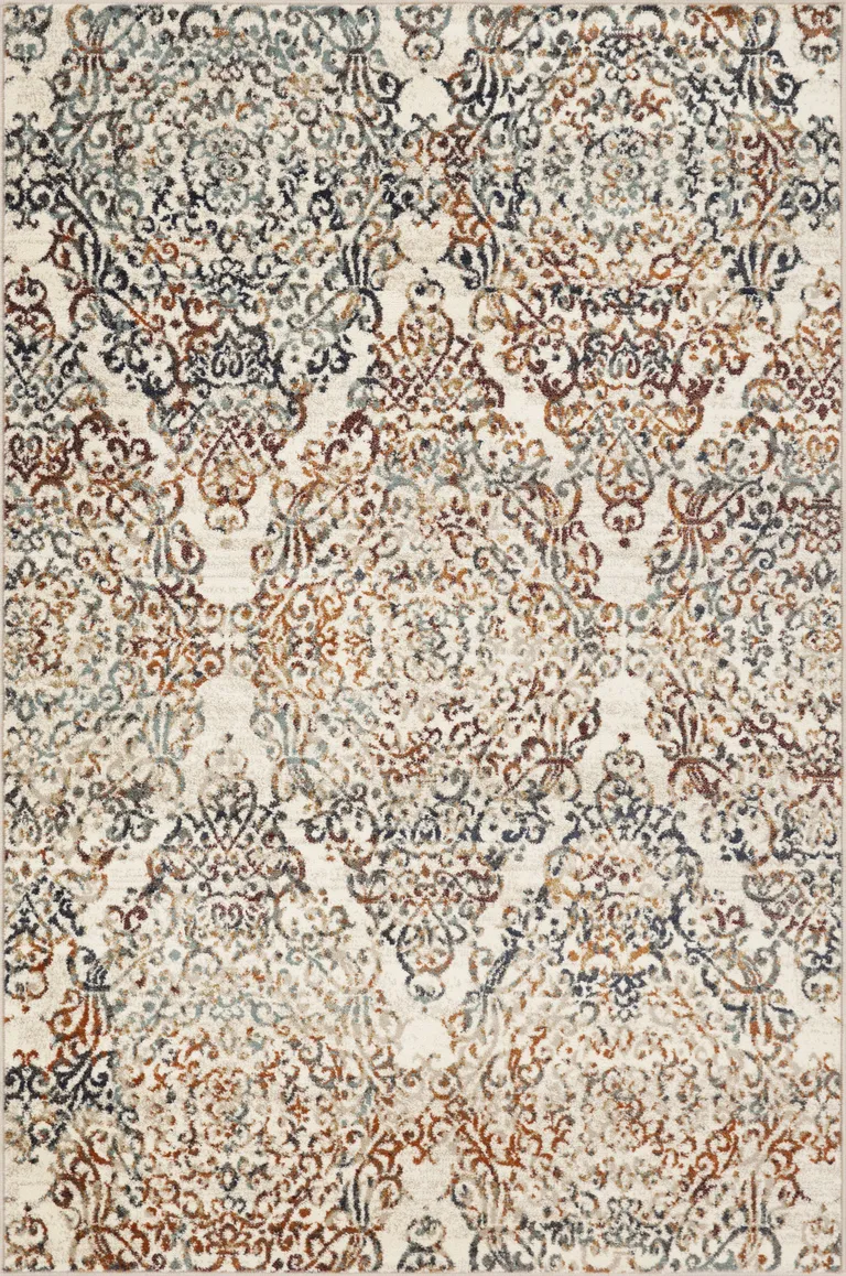 Ivory Brown Decorative Diamond Area Rug Photo 1