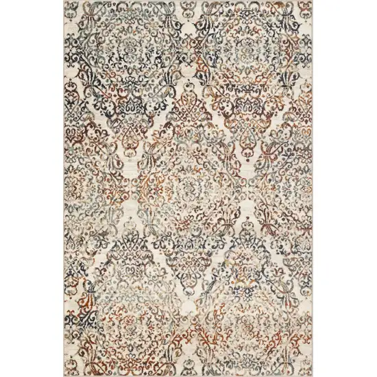 Ivory Brown Decorative Diamond Area Rug Photo 1