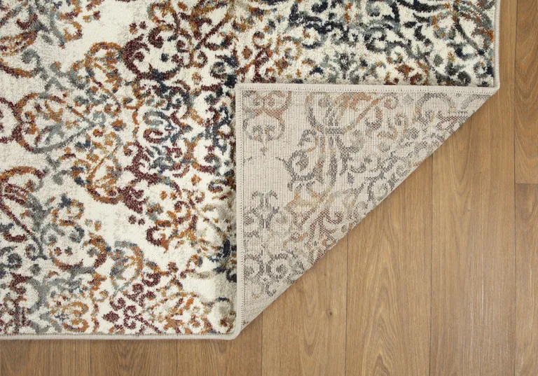 Ivory Brown Decorative Diamond Area Rug Photo 5