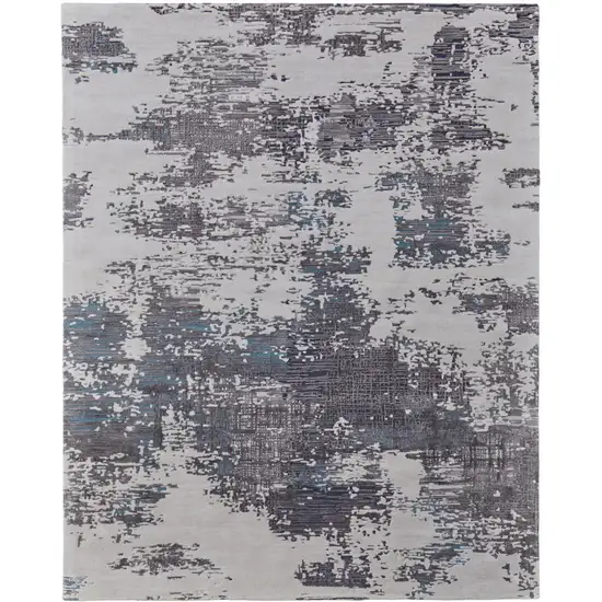 Ivory Brown and Blue Abstract Hand Tufted Area Rug Photo 4