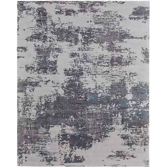 Ivory Brown and Blue Abstract Hand Tufted Area Rug Photo 5