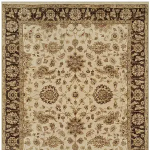 Photo of Ivory Brown and Gold Wool Oriental Hand Knotted Area Rug