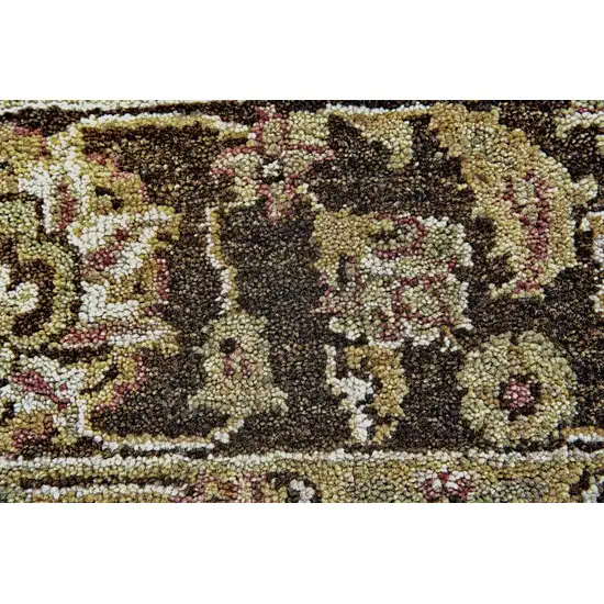 Ivory Brown and Gold Wool Oriental Hand Knotted Area Rug Photo 6