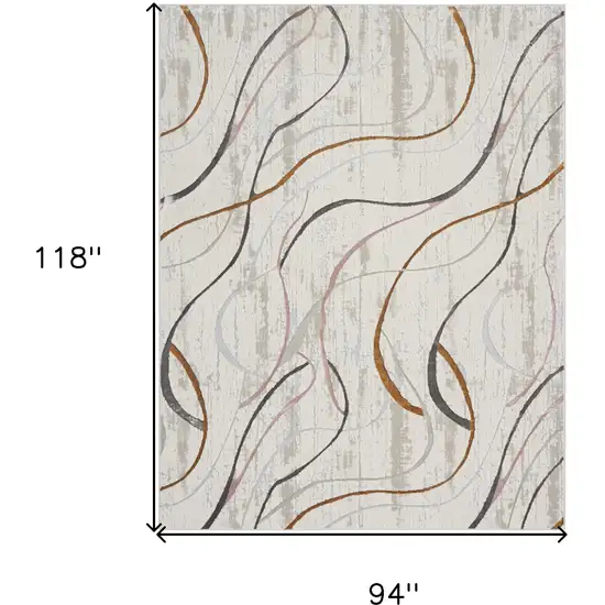 Ivory Brown and Gray Abstract Non Skid Area Rug Photo 4