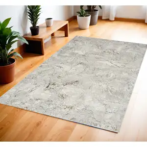 Photo of Ivory Brown and Gray Abstract Non Skid Area Rug