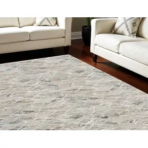 Photo of Ivory Brown and Gray Abstract Non Skid Area Rug