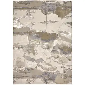 Photo of Ivory Brown and Gray Abstract Power Loom Area Rug