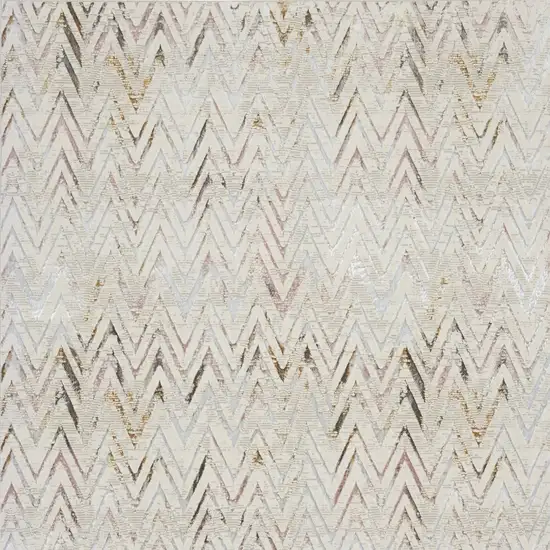 Ivory Brown and Gray Chevron Distressed Non Skid Area Rug Photo 7