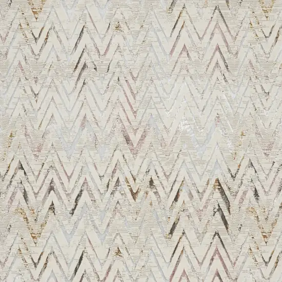 Ivory Brown and Gray Chevron Distressed Non Skid Area Rug Photo 6