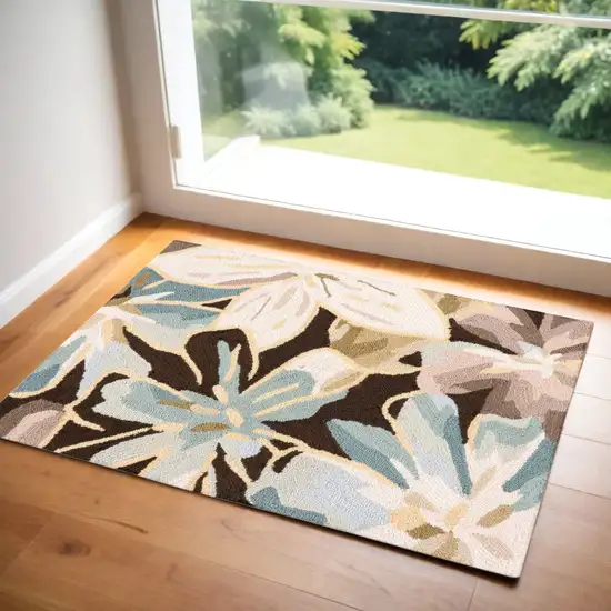 Ivory Brown and Gray Floral Hand Carved Handmade Area Rug Photo 1