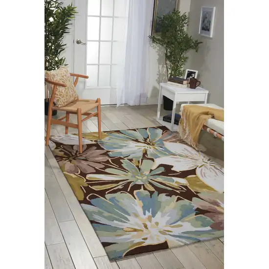 Ivory Brown and Gray Floral Hand Carved Handmade Area Rug Photo 8