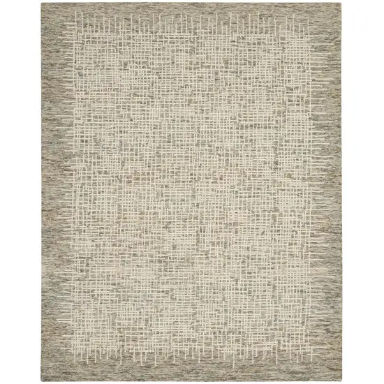 Ivory Brown and Gray Wool Abstract Area Rug Photo 2