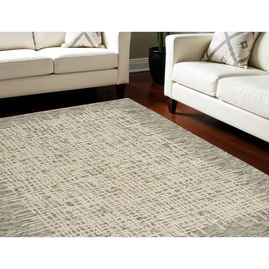 Ivory Brown and Gray Wool Abstract Area Rug Photo 1