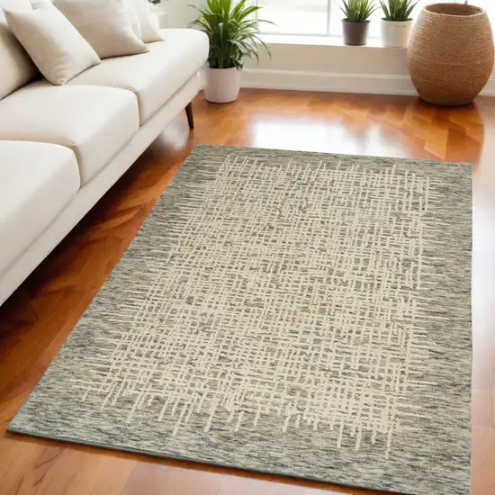 Ivory Brown and Gray Wool Abstract Area Rug Photo 1