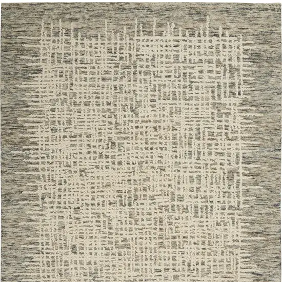 Ivory Brown and Gray Wool Abstract Area Rug Photo 7