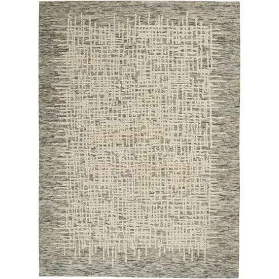 Ivory Brown and Gray Wool Abstract Area Rug Photo 2