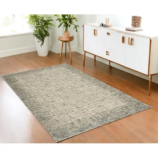 Ivory Brown and Gray Wool Abstract Area Rug Photo 1