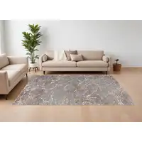 Photo of Ivory Brown and Taupe Abstract Power Loom Area Rug