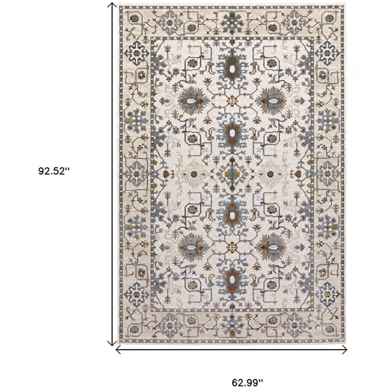 Ivory Burnt Orange And Blue Oriental Area Rug Photo 3