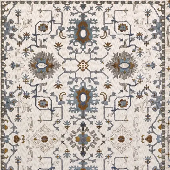 Ivory Burnt Orange And Blue Oriental Area Rug Photo 7