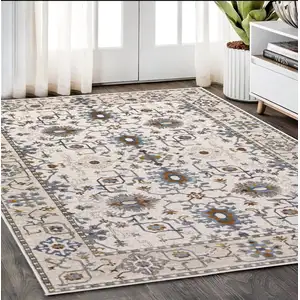 Photo of Ivory Burnt Orange And Blue Oriental Area Rug