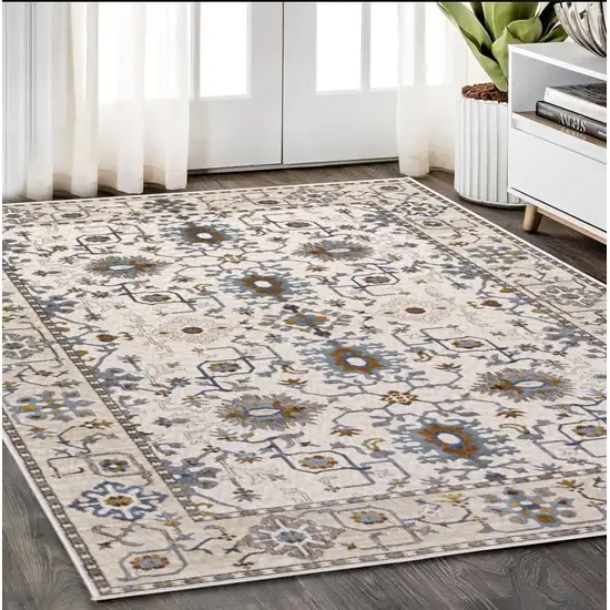 Ivory Burnt Orange And Blue Oriental Area Rug Photo 1