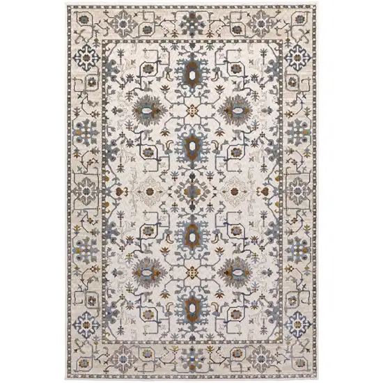 Ivory Burnt Orange And Blue Oriental Area Rug Photo 2