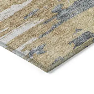 Photo of Ivory Charcoal And Silver Abstract Washable Indoor Outdoor Area Rug