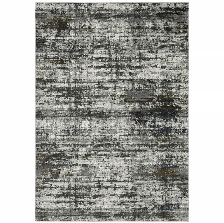 Ivory Charcoal Grey Blue Rust And Brown Abstract Power Loom Stain Resistant Area Rug Photo 1