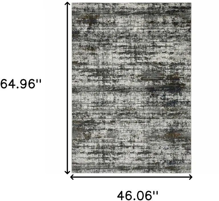 Ivory Charcoal Grey Blue Rust And Brown Abstract Power Loom Stain Resistant Area Rug Photo 4