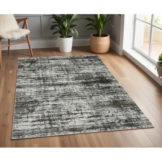 Ivory and Black Abstract Power Loom Area Rug Photo 1