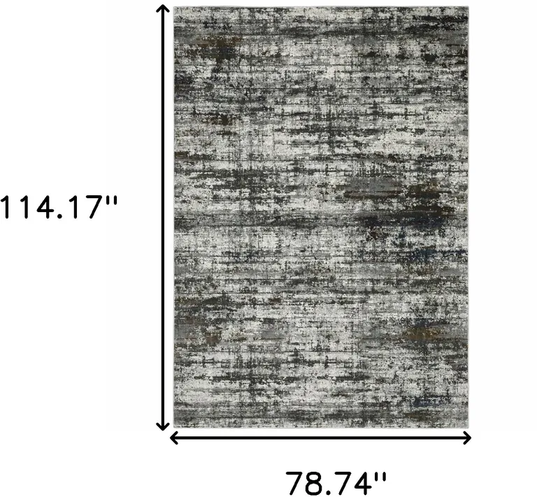 Ivory Charcoal Grey Blue Rust And Brown Abstract Power Loom Stain Resistant Area Rug Photo 4