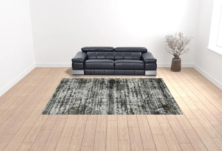 Ivory Charcoal Grey Blue Rust And Brown Abstract Power Loom Stain Resistant Area Rug Photo 2