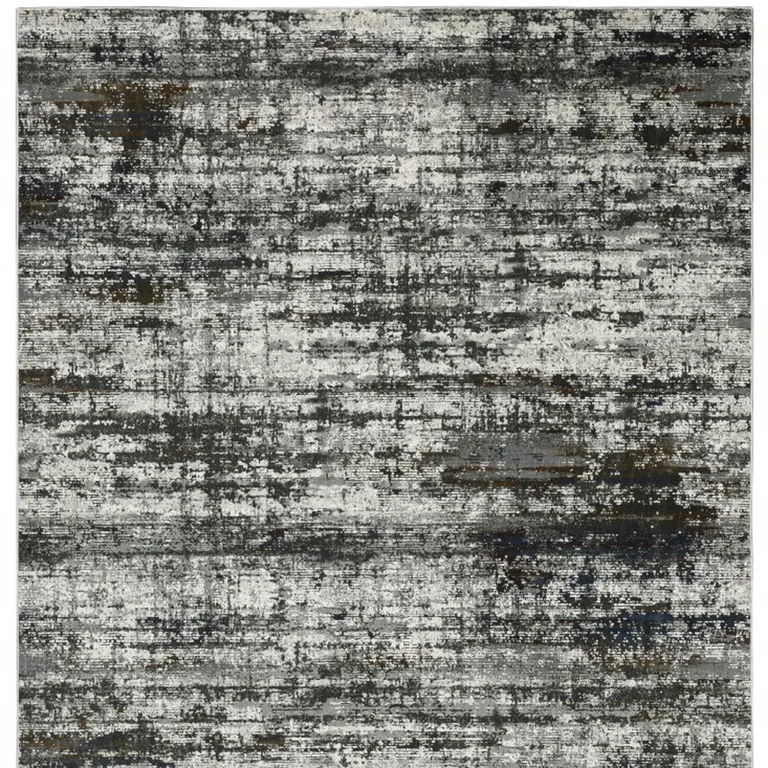 Ivory Charcoal Grey Blue Rust And Brown Abstract Power Loom Stain Resistant Area Rug Photo 5