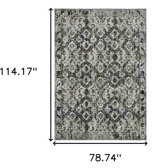 Ivory Charcoal Grey Blue Rust Gold And Brown Oriental Power Loom Stain Resistant Area Rug Photo 4